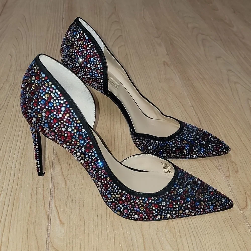 𝅺INC INTERNATIONAL CONCEPTS KENJAY D'ORSAY BLACK SEQUINED PUMPS, SIZE 9.5